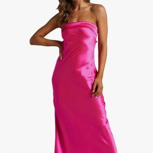 Elegant Strapless Pink Dress